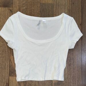 Divided White Short Sleeve Crop Top